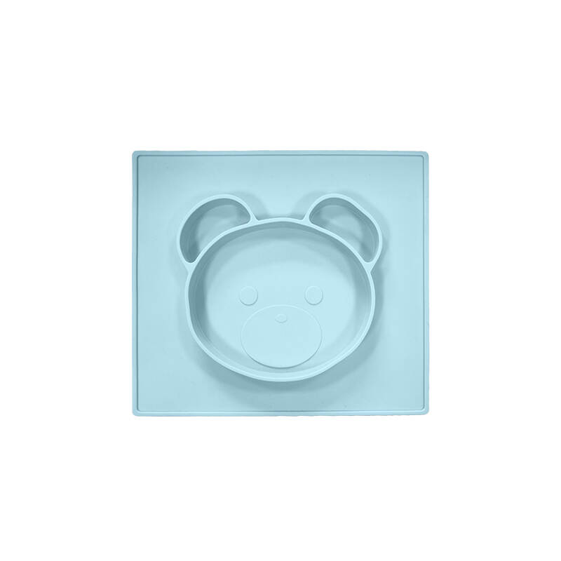 silicone bear square shape baby feeding plate