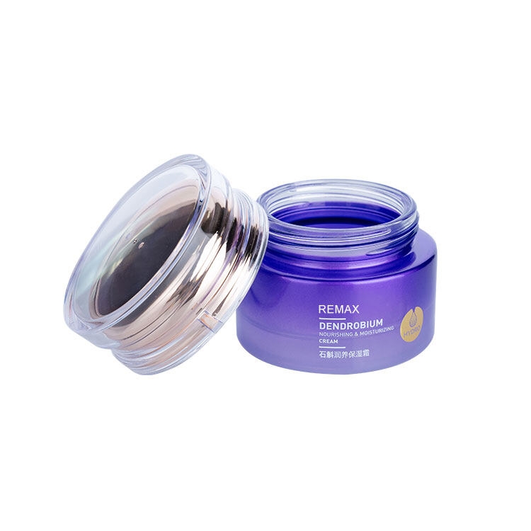 55ml  Purple Bottle Transparent lid Glass Cream Jar