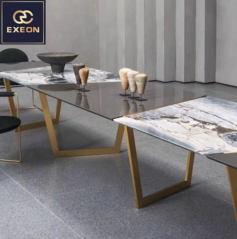 Modern light luxury simple natural marble table combination