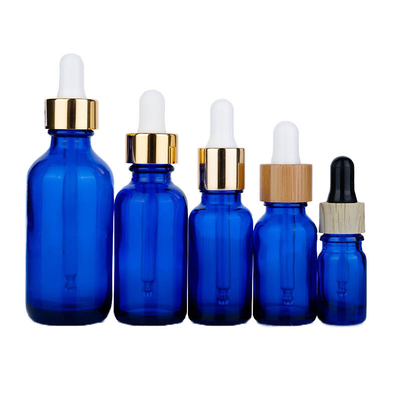 10ml 20ml 25ml 30ml 60ml Blue Clear Glass Essential Oil Bottle with Dropper