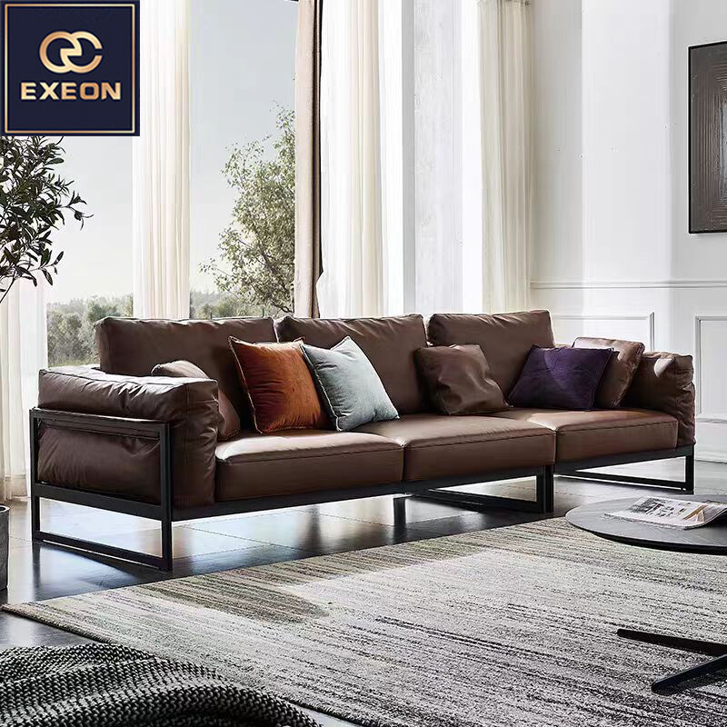 Italian minimalist light luxury fashion leather luxury sofa