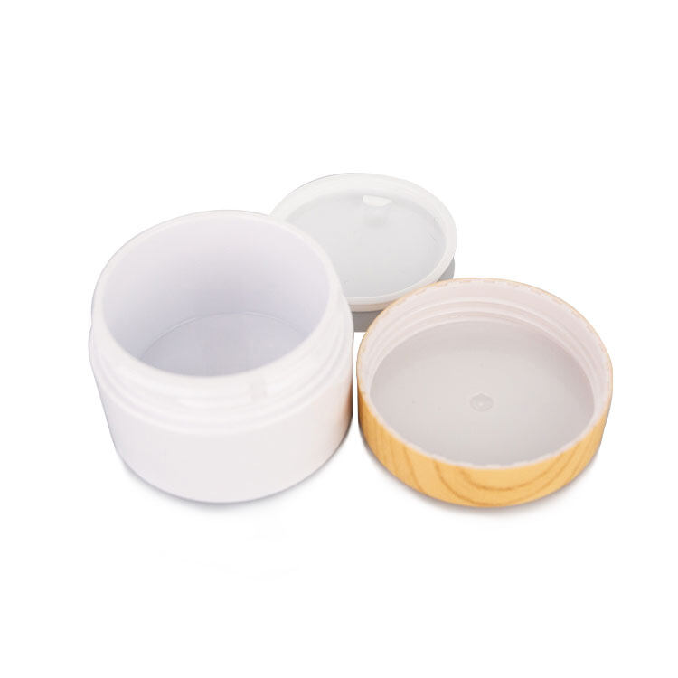 120ml Pure White Bottle Bamboo Wood Cap Plastic Cream Jar