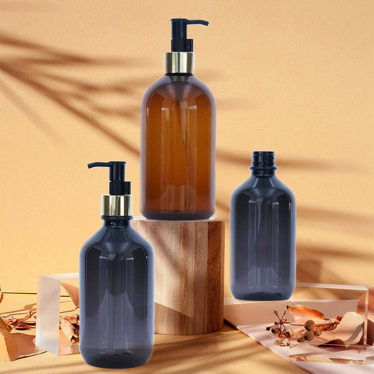 Eco-friendly green HDPE 500ml Soft Cosmetic Packaging Body Lotion plastic Squeeze Shampoo Bottle with pump