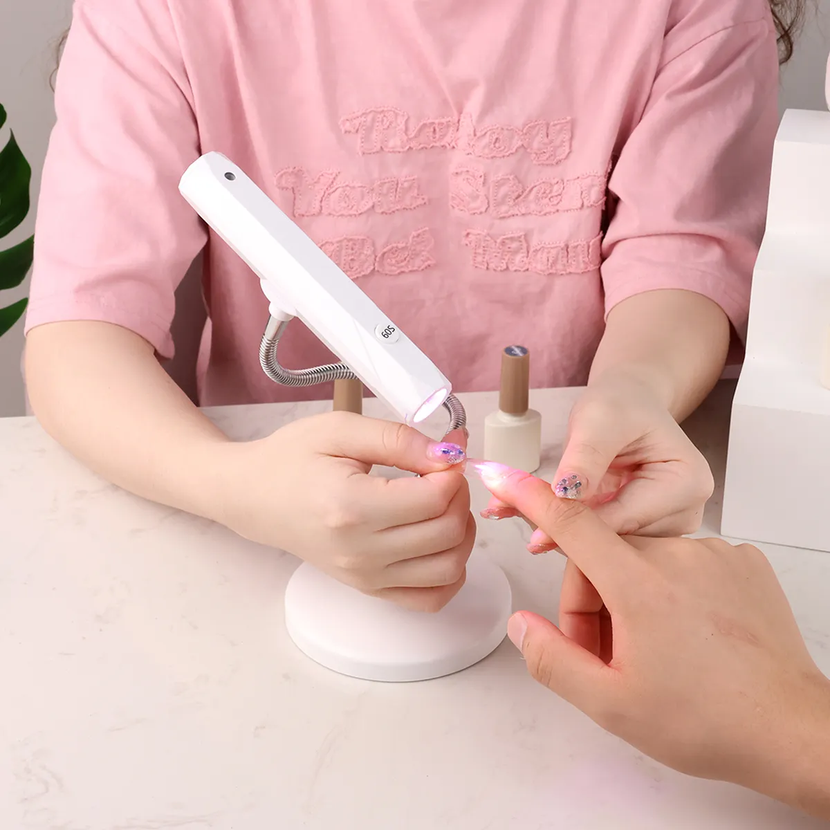 2In1 Hand Held Desktop Acrylic Flash Curing Gel Nail Polish Dryer Lamp