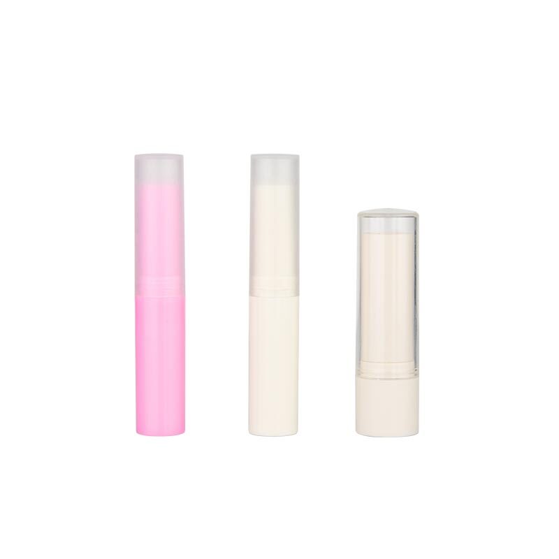 3.5g Pink White Round Plastic Lipstick Tube