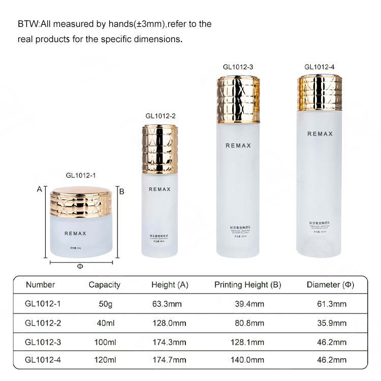 Hot sale 40/100/120ml white frosted bottle with golden cap for empty skincare packing bottle supplier
