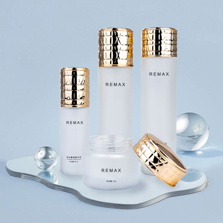 Hot sale 40/100/120ml white frosted bottle with golden cap for empty skincare packing bottle supplier