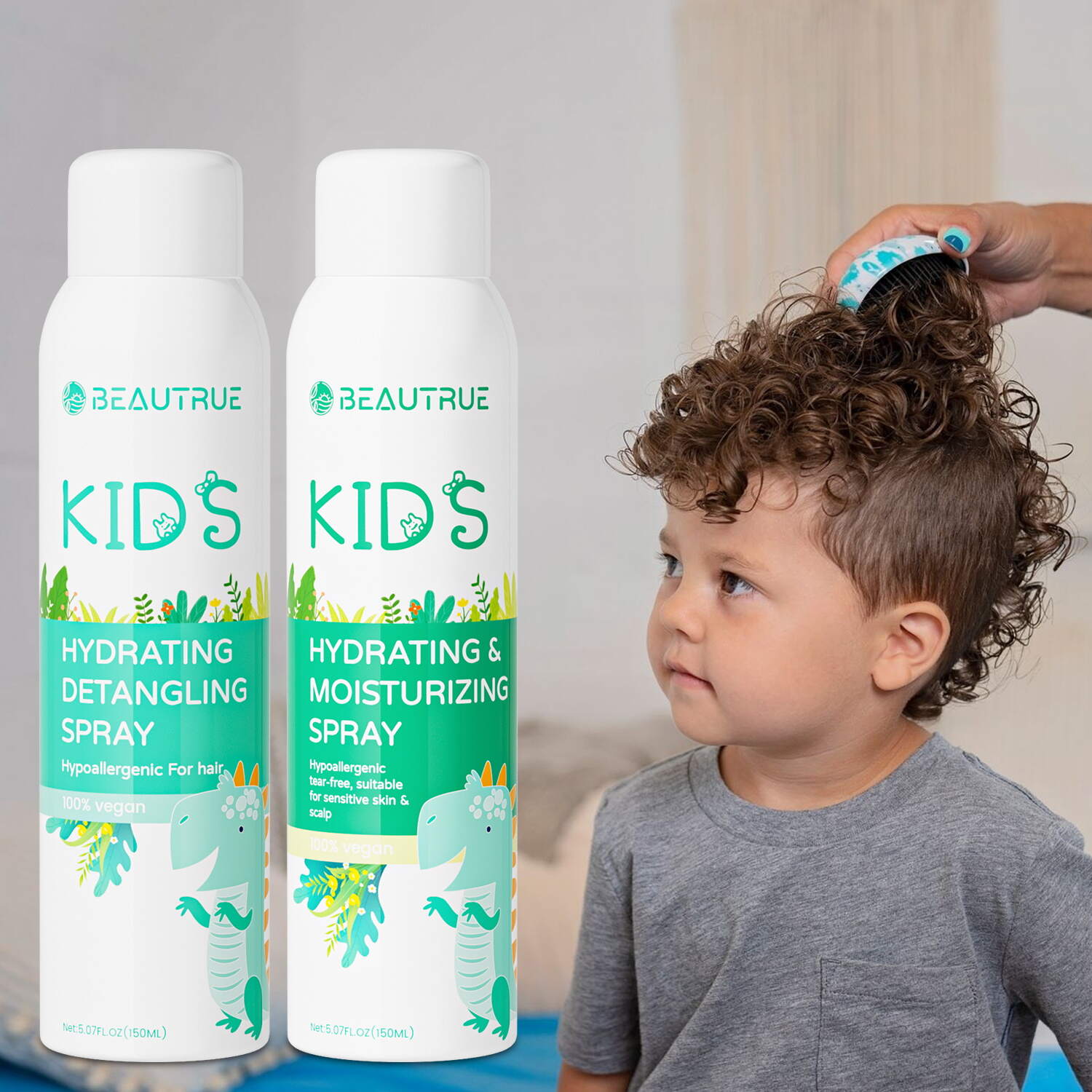 Kids Hydrating Detangling Spray Hydrating Moisturizing Spray Hypoallergenic & Natural Hair Conditioning Spray for Kids Coconut