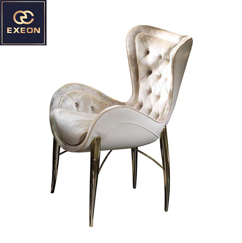 Italian light luxury fashion luxury leather dining chair