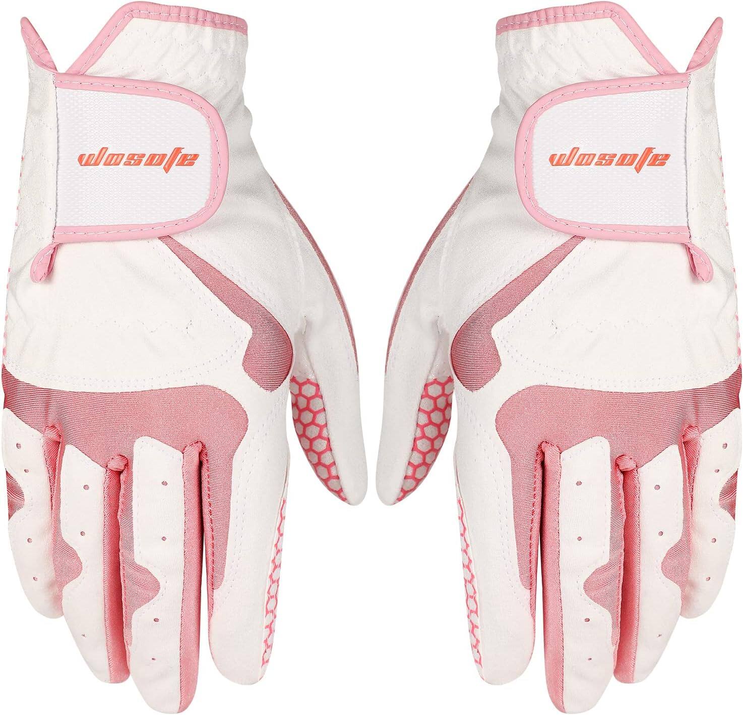 Gants de golf dt4l femmes les deux mains paire synthétique pu soft silice gel non glip ventilation confortable