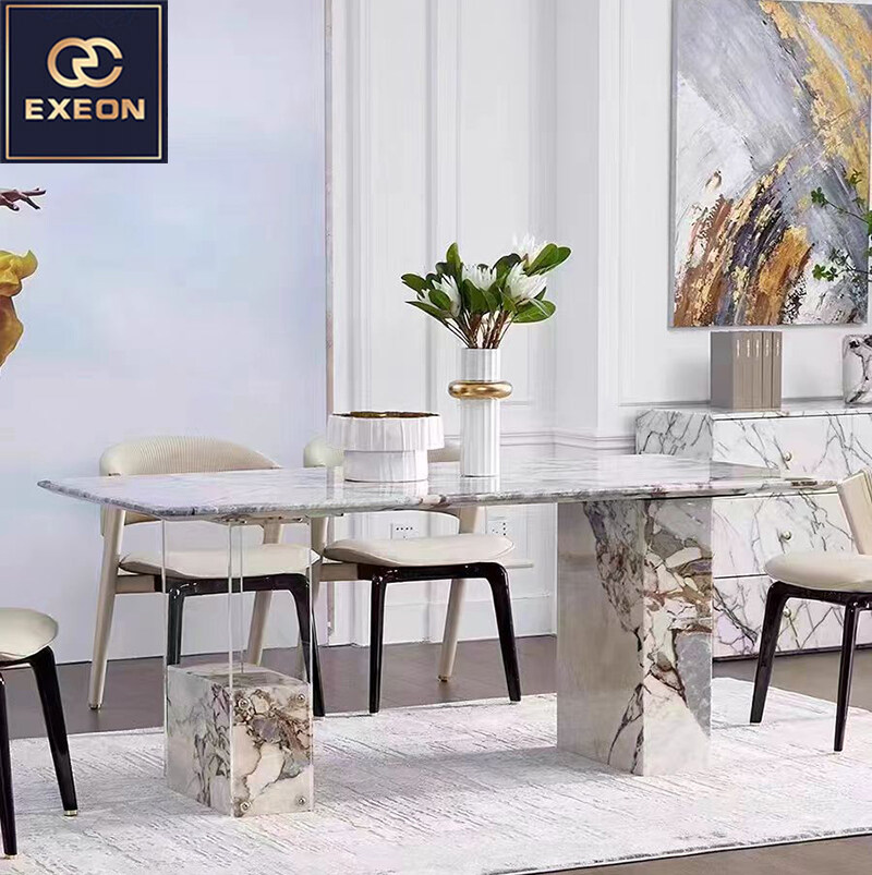 Italian light luxury luxury marble rectangular dining table