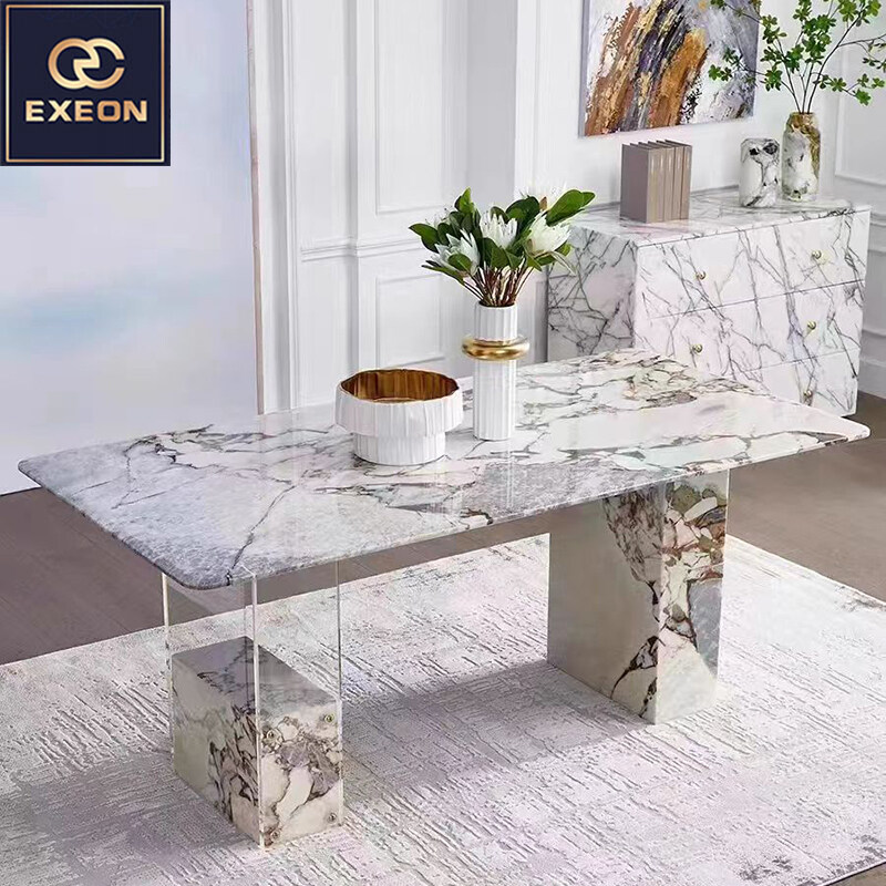 Italian light luxury luxury marble rectangular dining table