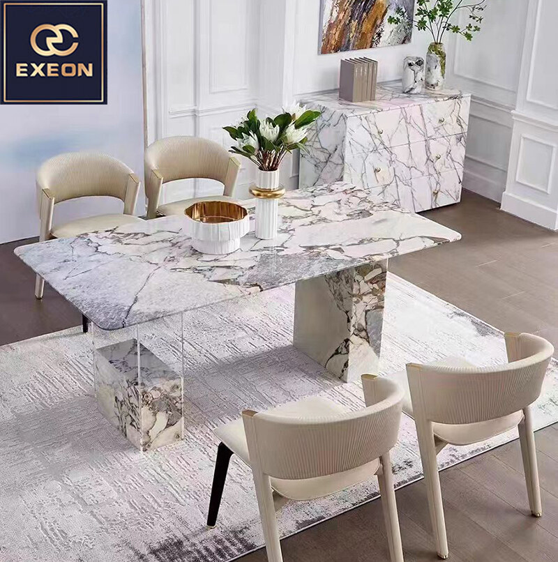 Italian light luxury luxury marble rectangular dining table