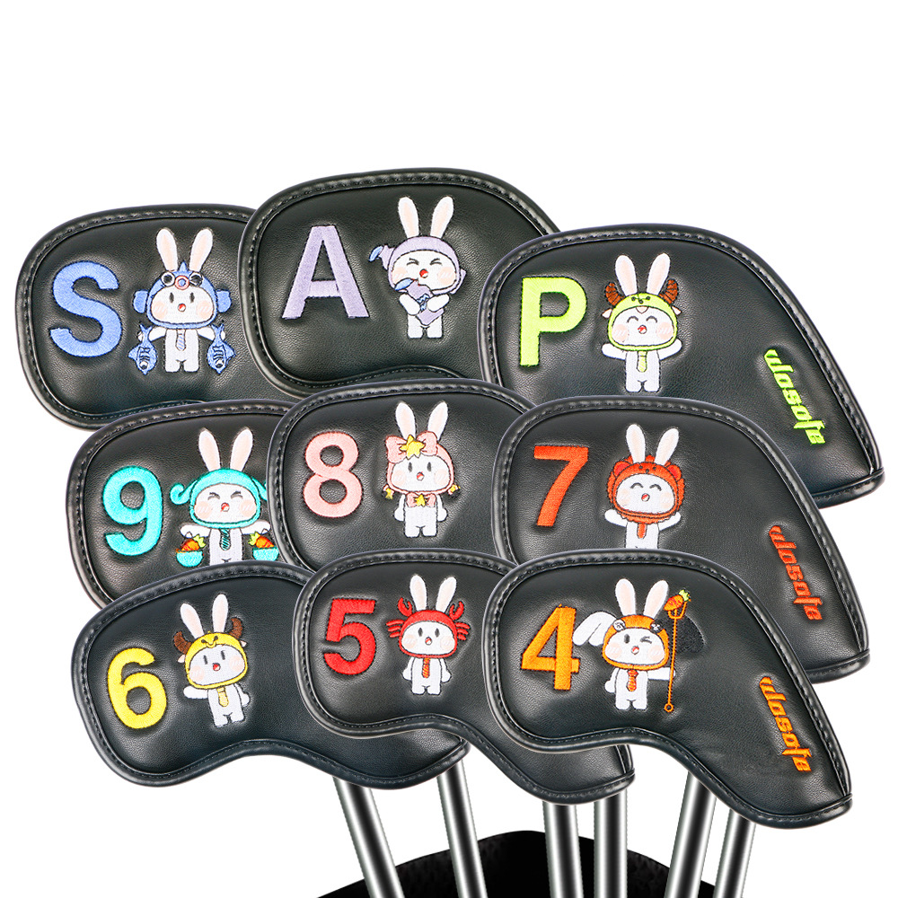 IR06 Golf Iron Head Cover Set Iron Headcover Wedge Cover Golf Iron Club Cover Cartoon Rabbit Pattern