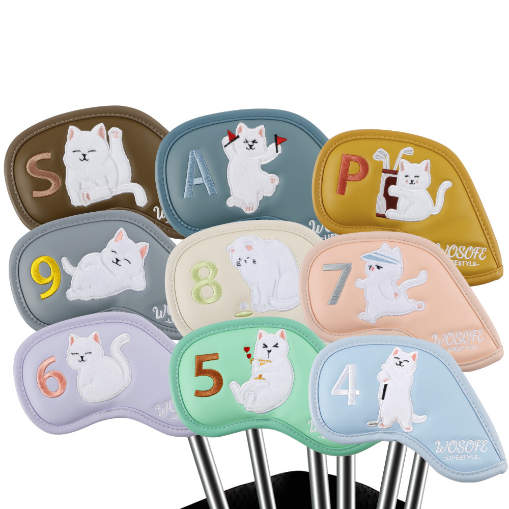 IR01 Golf Iron Head Covers Set Iron Headcover Wedge Cover Golf Iron Club Covercute Cat Mönster