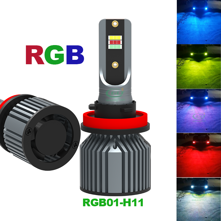 Golongtech RGB  led 20w car headlight bulb LED headlight super bright H8/H9/H11/H16 led headlight-