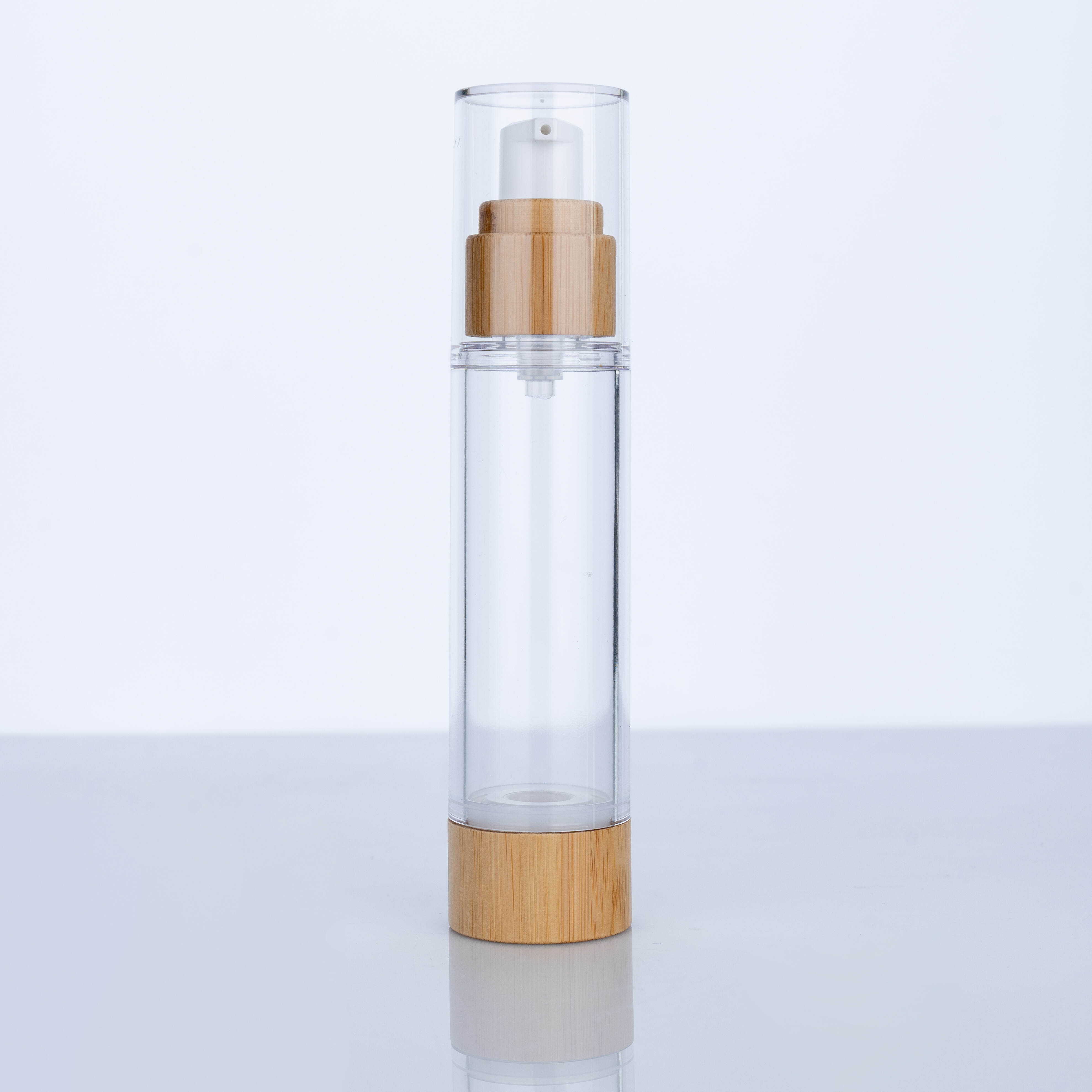 Custom Bamboo Wood Transparent Plastic Vacuum Bottle