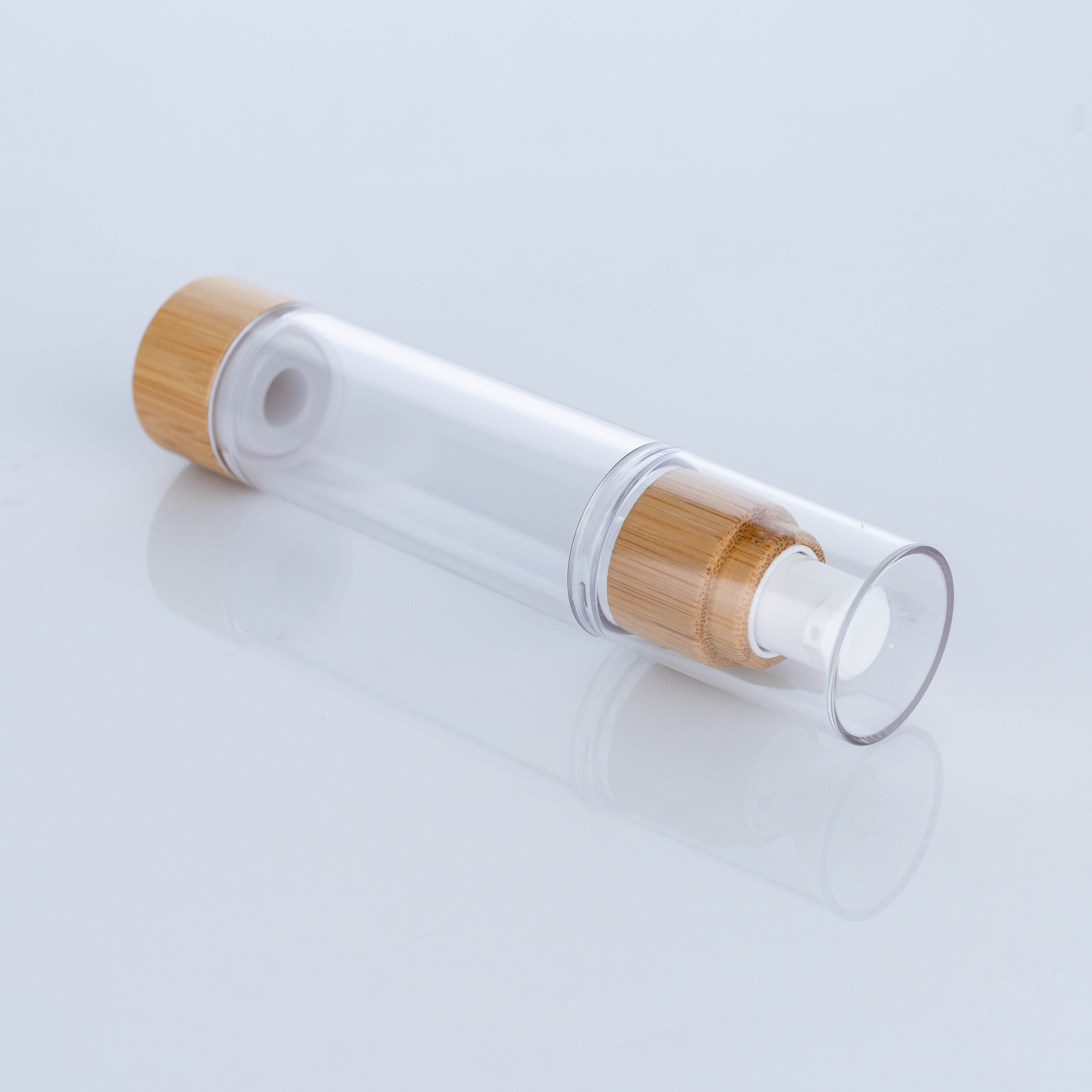 Custom Bamboo Wood Transparent Plastic Vacuum Bottle