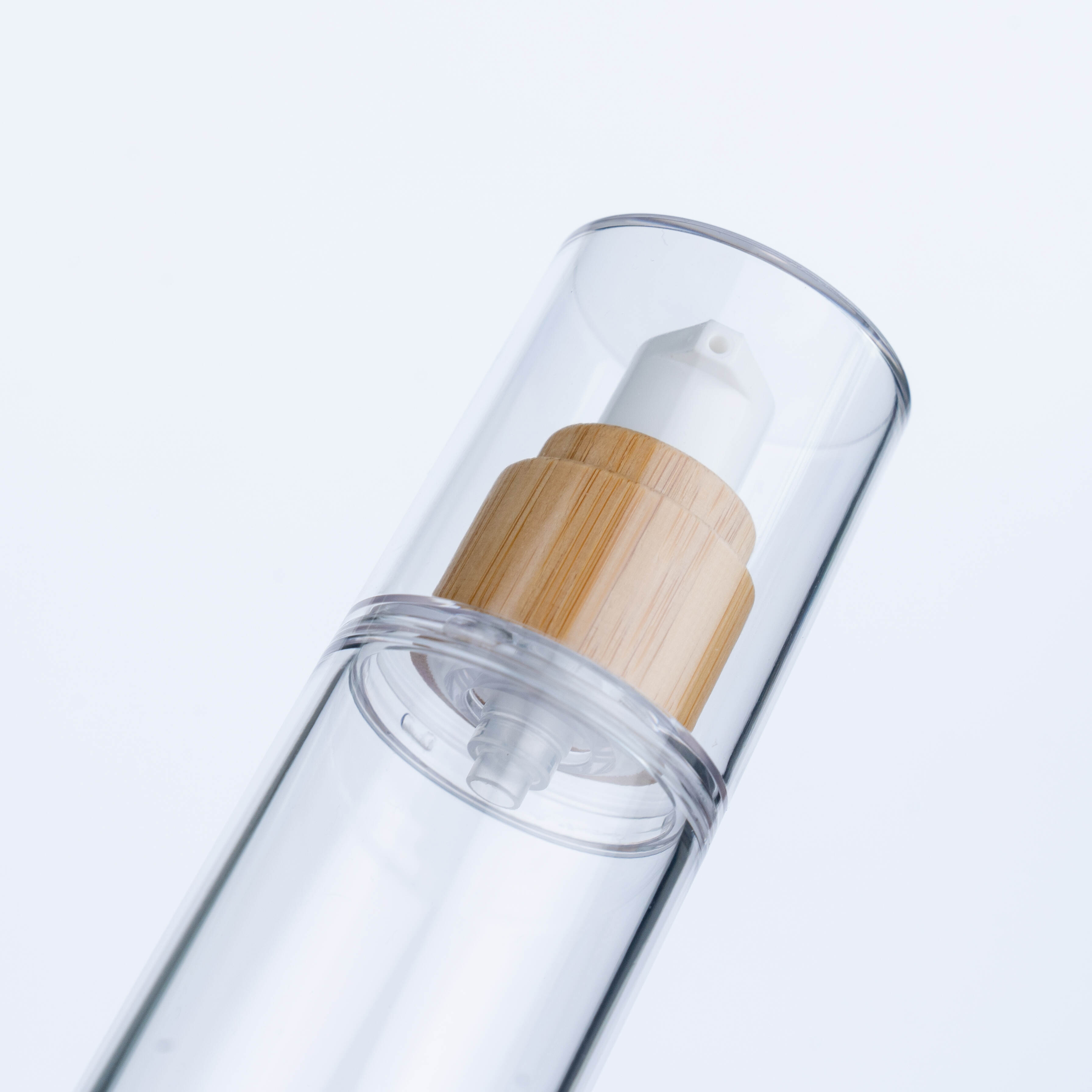 Custom Bamboo Wood Transparent Plastic Vacuum Bottle