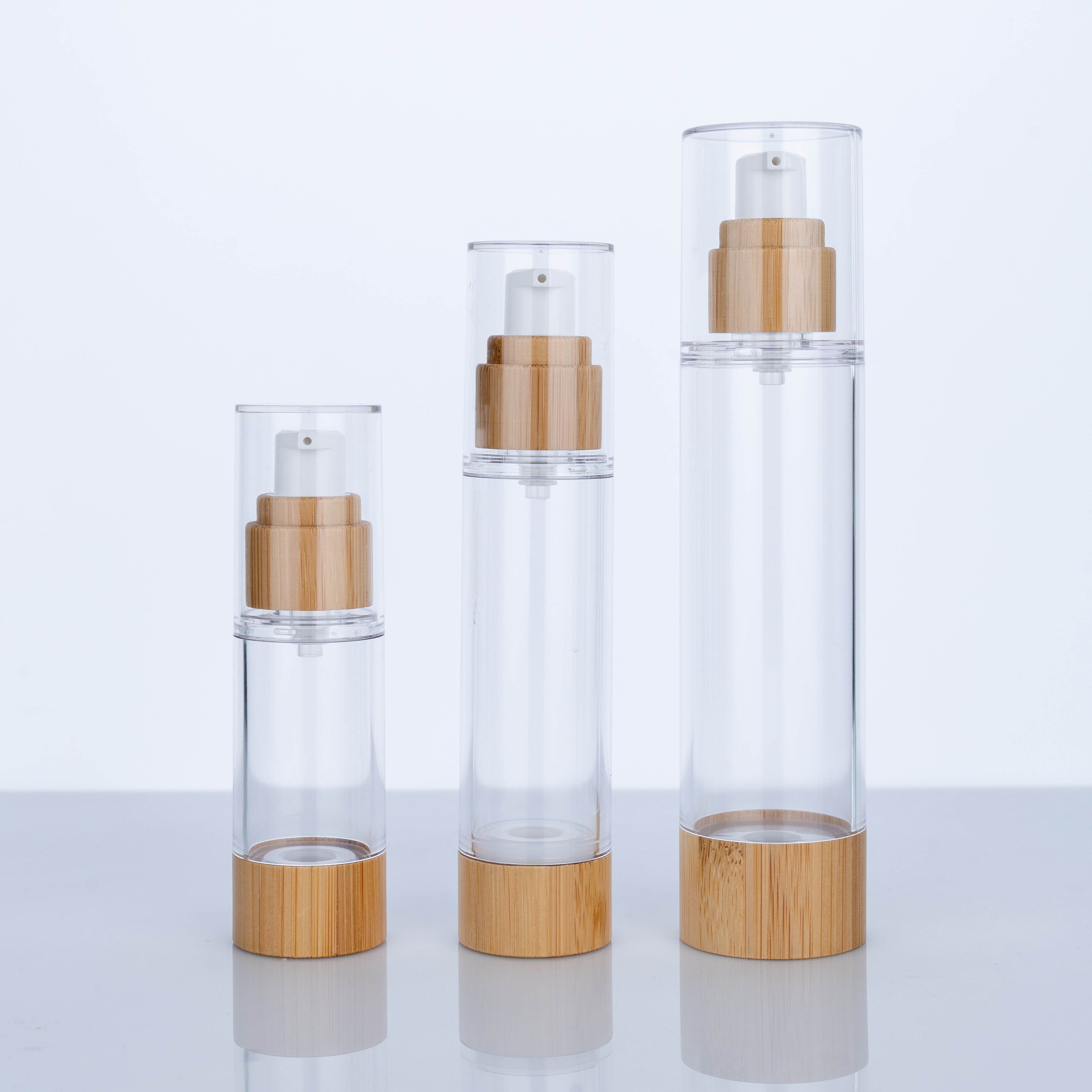 Custom Bamboo Wood Transparent Plastic Vacuum Bottle