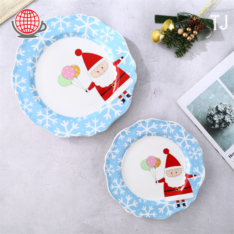 blue pattern plates, christmas plates set, dinner plate bowls