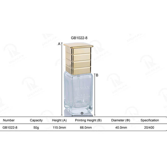 50ml Square Clear Glass Lotion Bottle