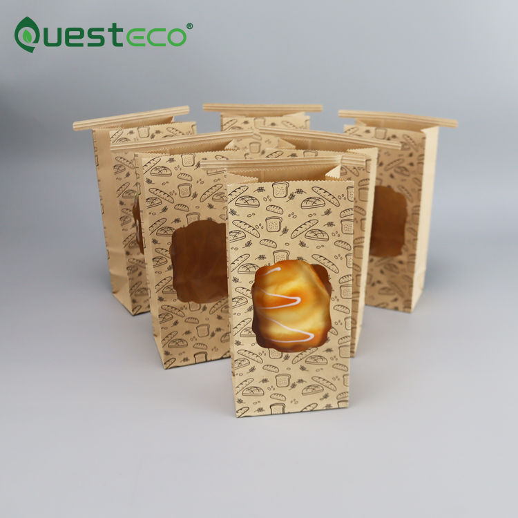 High Quality Toast Bread Small Paper Cookie Bag Bread Paper Window Bag Garlic Bread Paper Bag Packaging