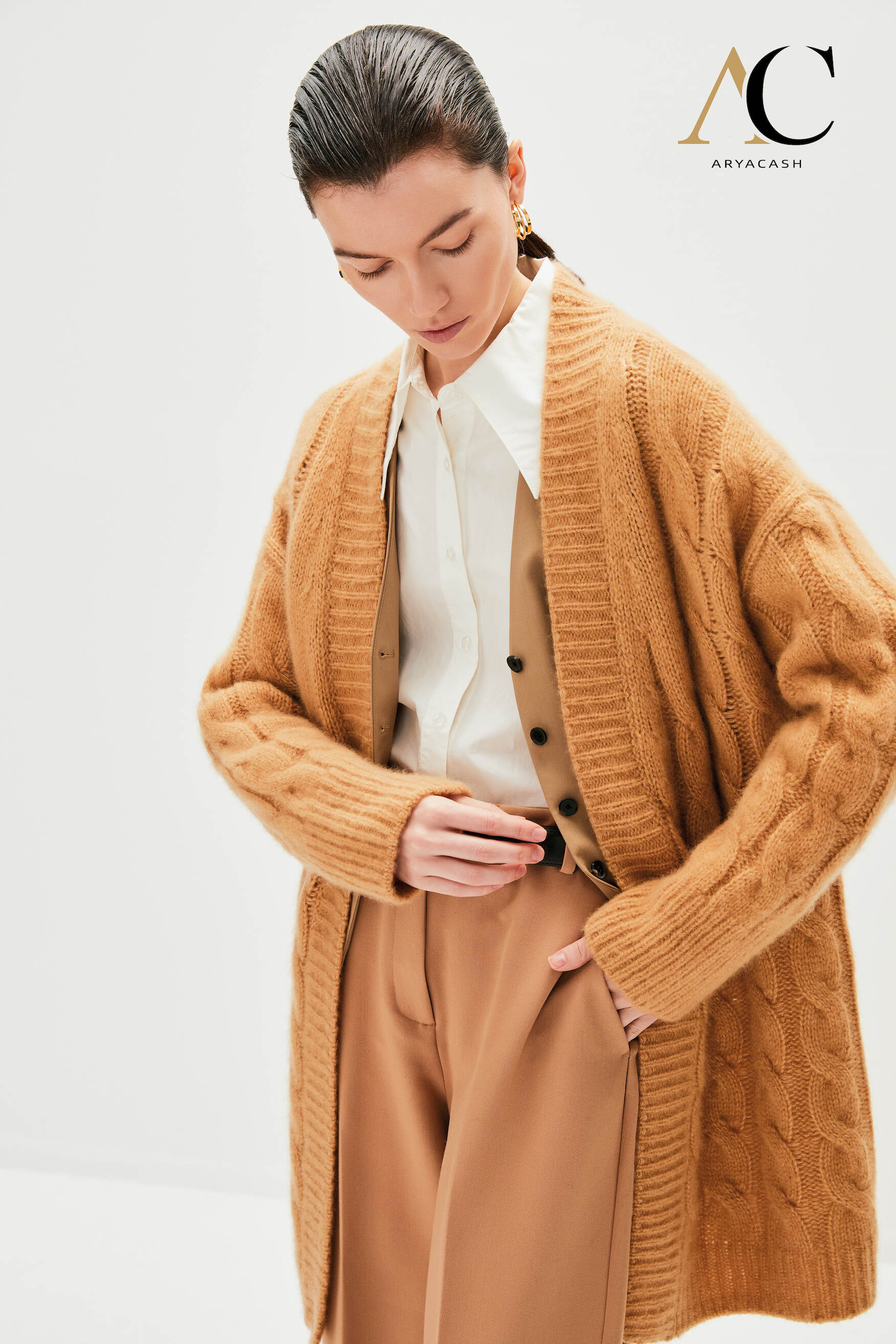 Cashmere-silk Long Cardigan