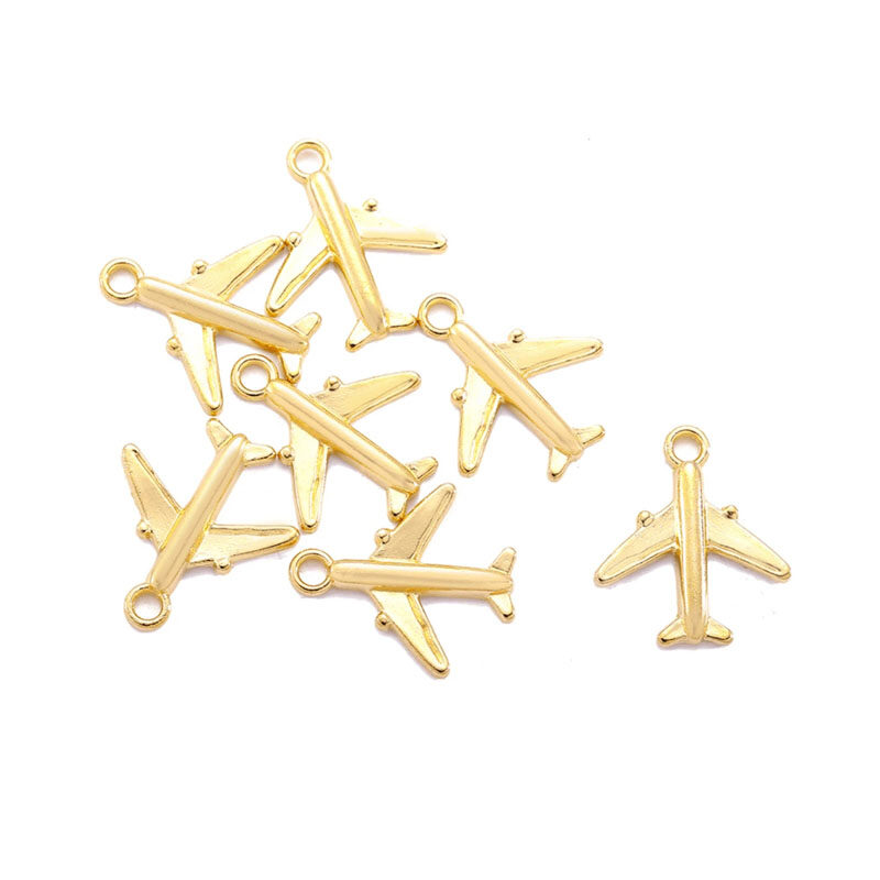30pcs gold Colors Airplane Charm Travel DIY Bracelet necklace