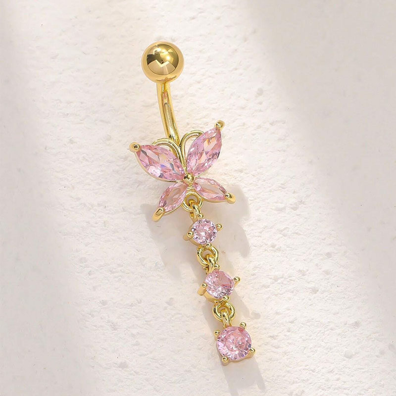 Cubic Zirconia Butterfly Decor Navel Belly Ring