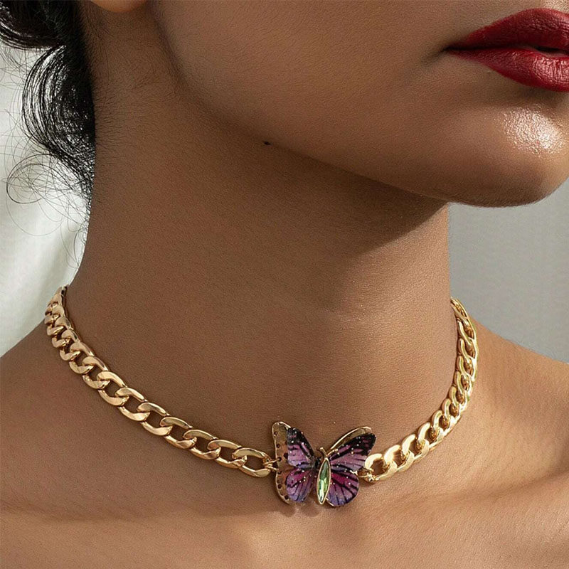 1pc Classical Romantic Butterfly Shaped Necklace For Women, Suitable For Daily Wear, Evening Party, Festival Gift For Wife