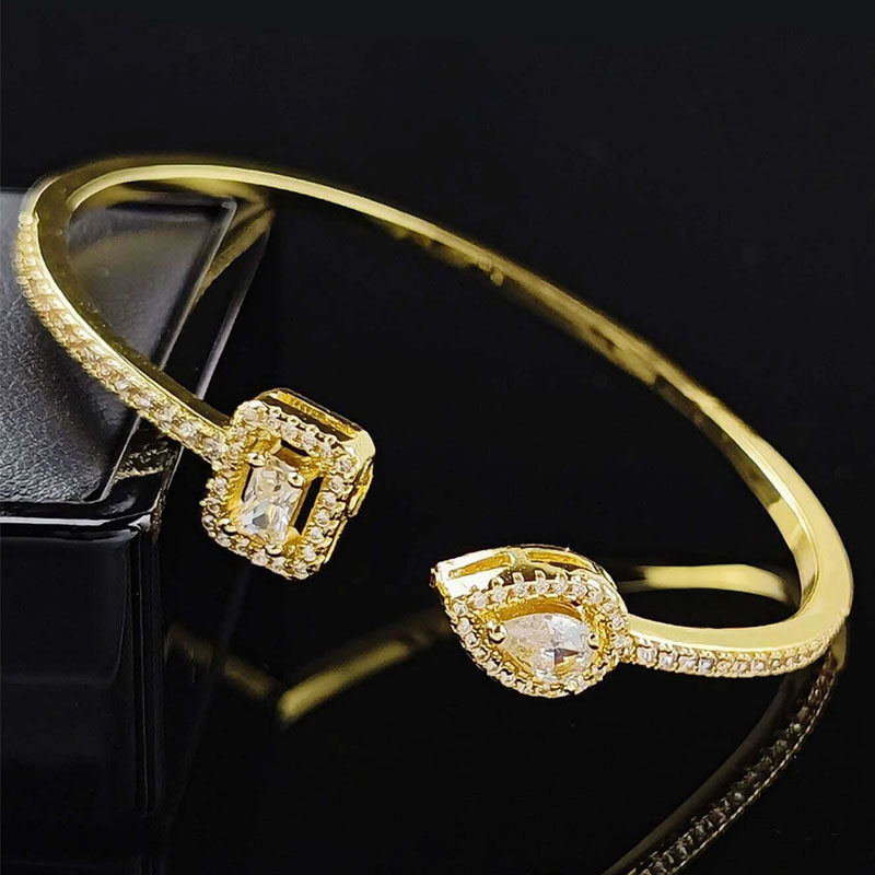 Cubic Zirconia Decor Cuff Bangle For Women