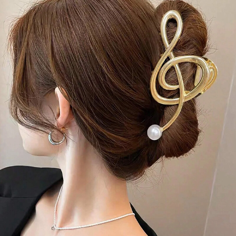 1pc Women Musical Note & Faux Pearl Design Elegant Hair Claw