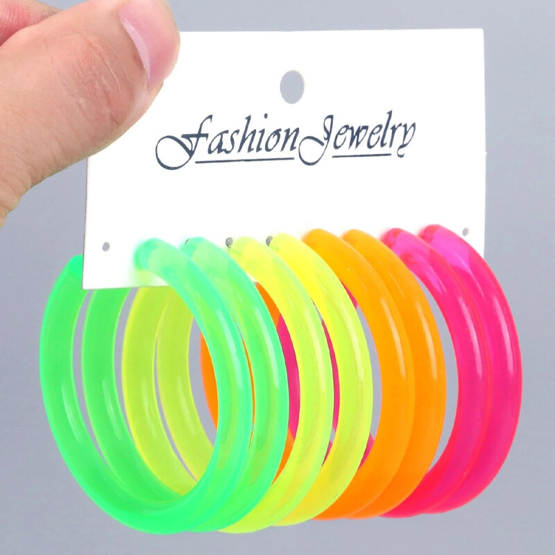 1set Acrylic Transparent Four Piece Set Colorful Earings