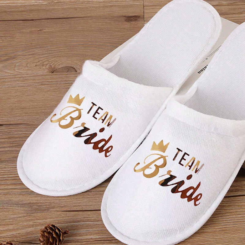 1pair- White Wedding Disposable Slippers