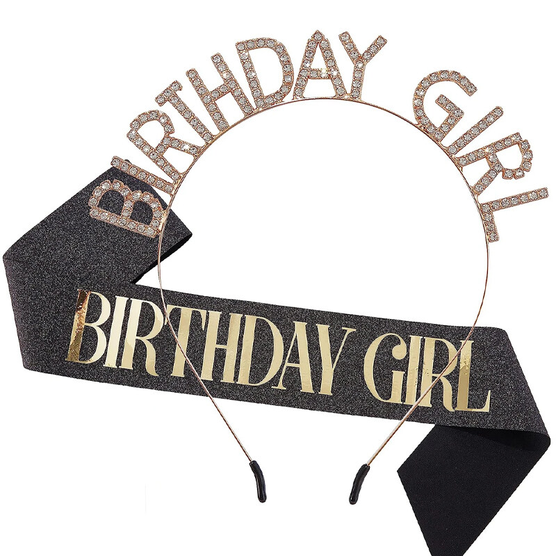 Birthday Sash for Women,Happy Birthday Party Decorations Headband