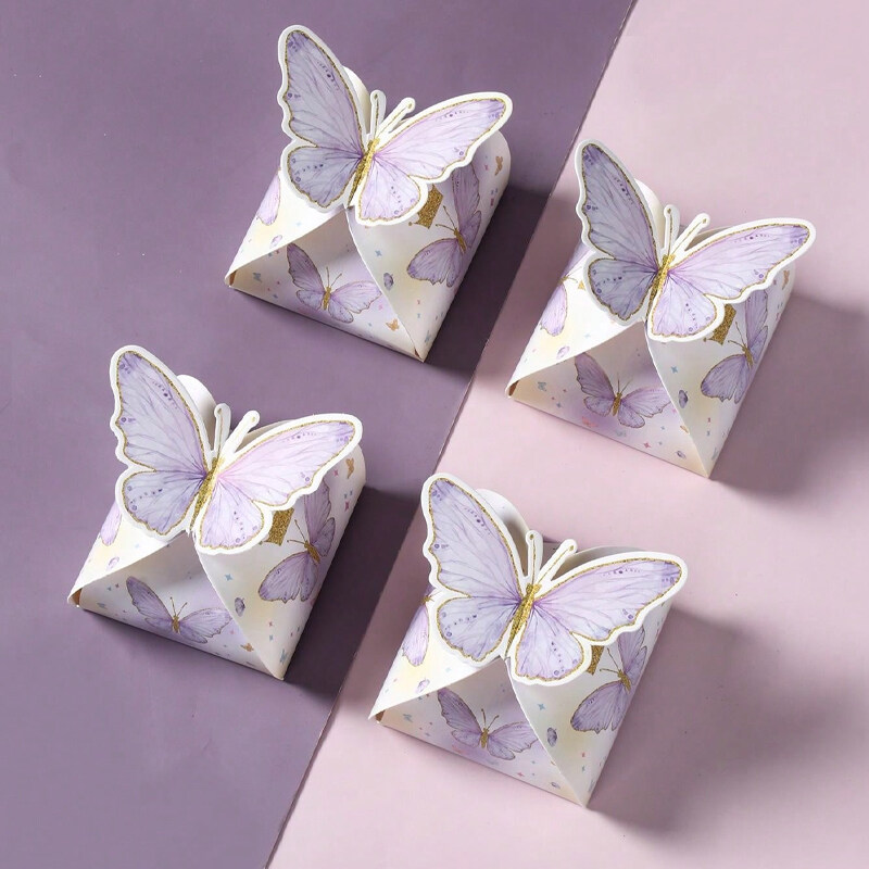 12Pcs Pink Butterfly Box Gift Wrapping Supplies