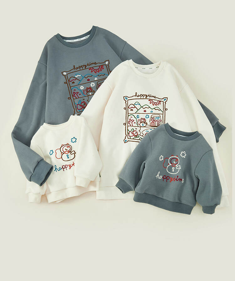 Sweatshirt embroidery parent-child set