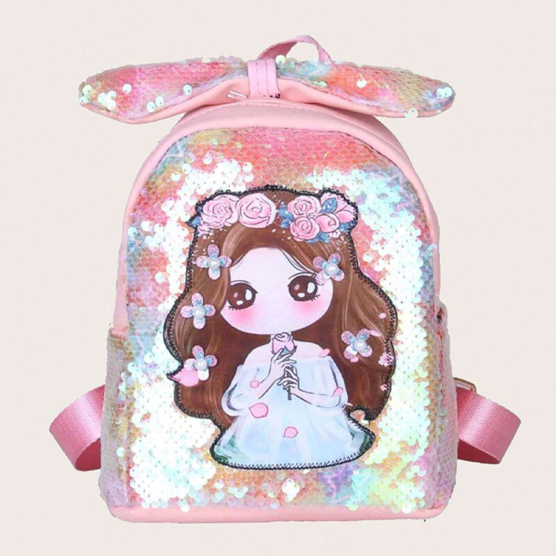 1pc Kids Girls' Cute Cartoon Pu Bowknot Colorful Backpack