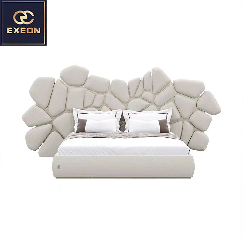 Modern light luxury high-end leather double bed