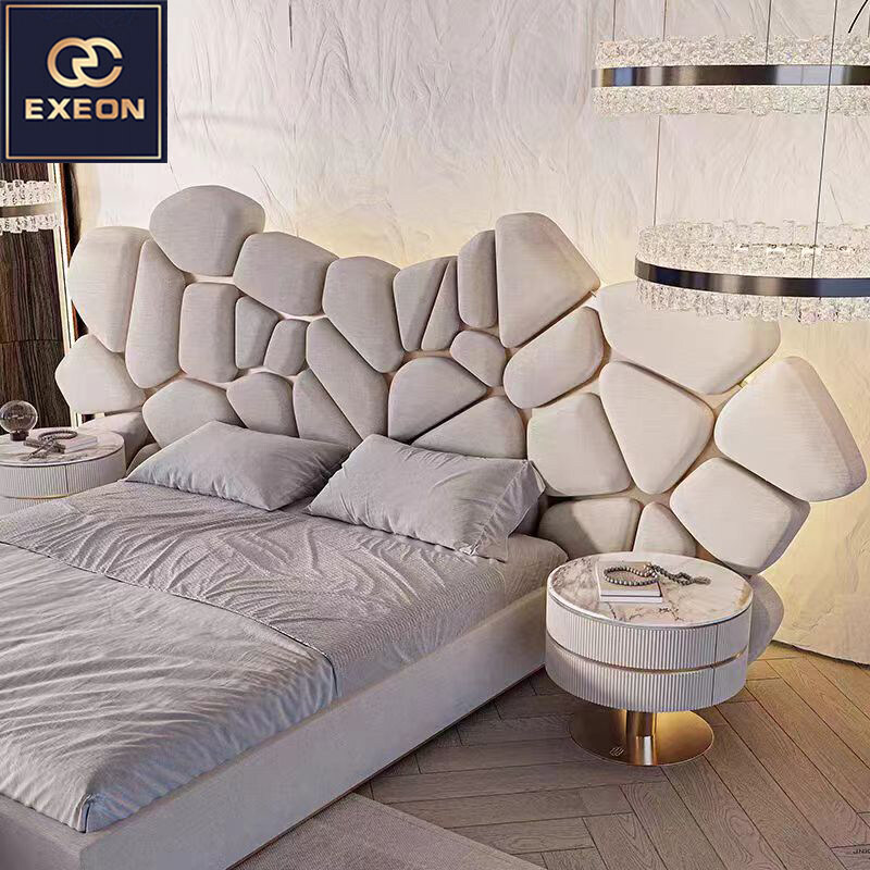 Modern light luxury high-end leather double bed