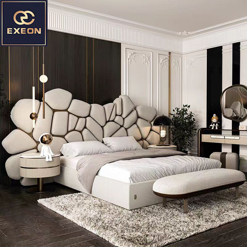 Modern light luxury high-end leather double bed