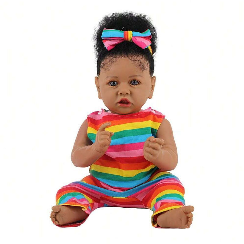 Reborn Baby Dolls African American Silicone Limbs Realistic Baby Doll