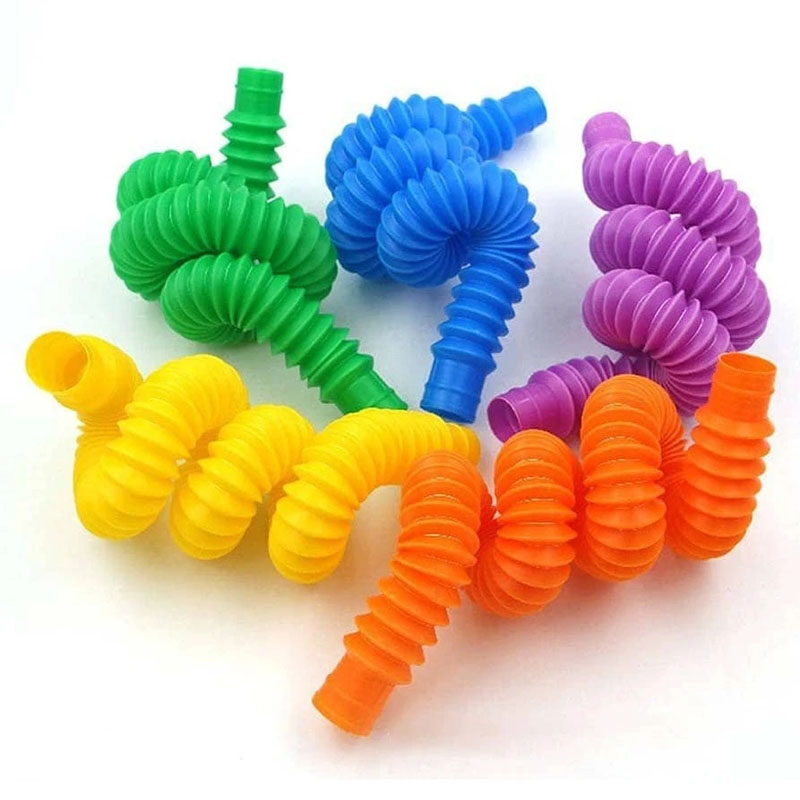 6pcs Random Color Plastic Decompression Stretch Tube Toy