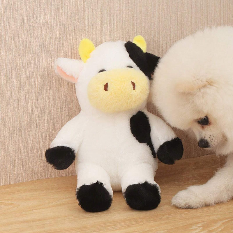 1pc Random Color Plush Cow Toy For Pets