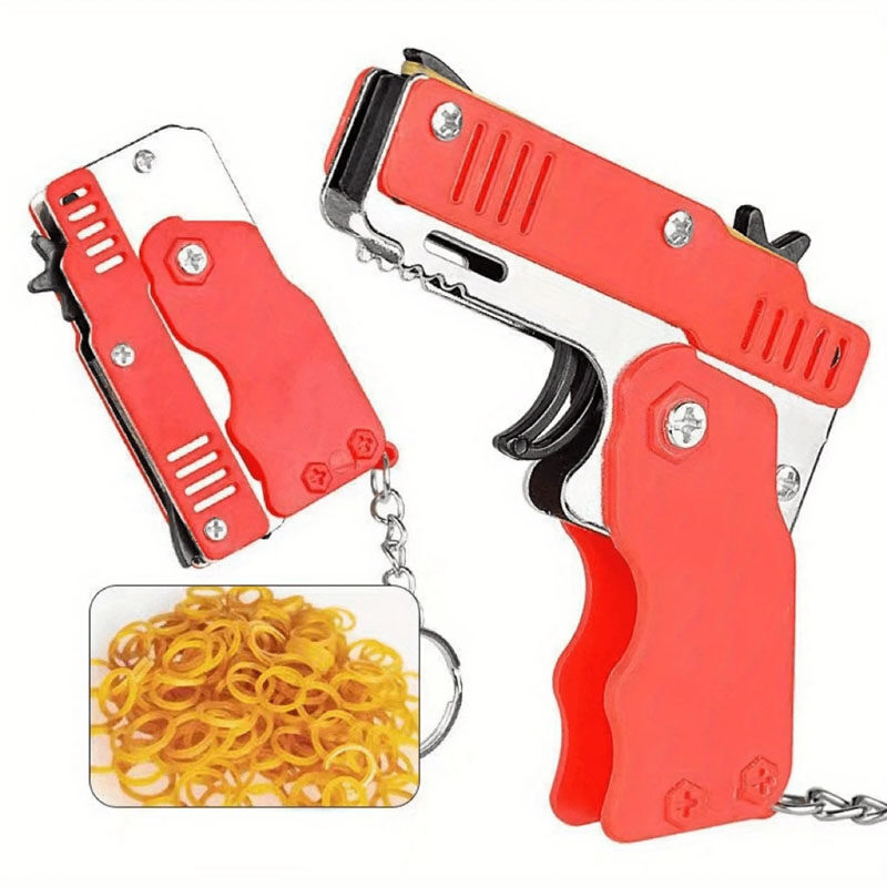 Metal Burst Rubber Band Toy - Mini Folding Launcher Toy