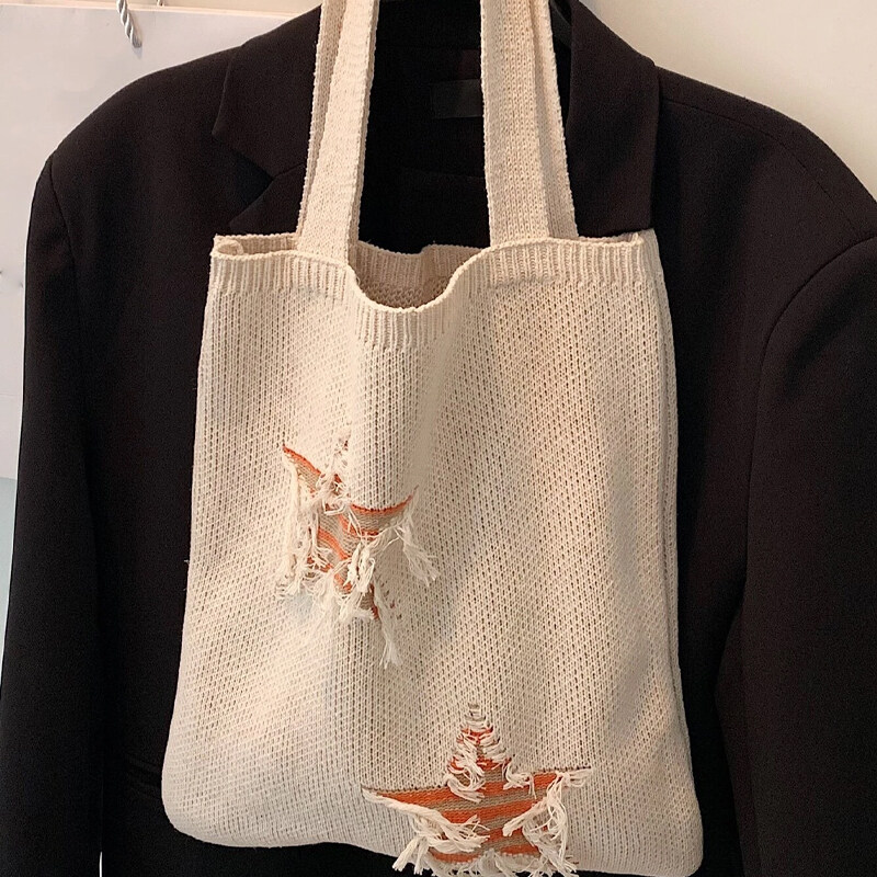 Lightweight,Business Casual Star Pattern Crochet Bag
