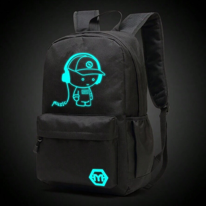 210Minimalist Light-Weight Fluorescent Night Light Backpack/Shoulder Bag