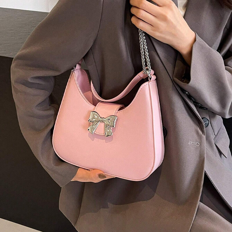 Fashionable Elegant Solid Color Pu Shoulder Bag