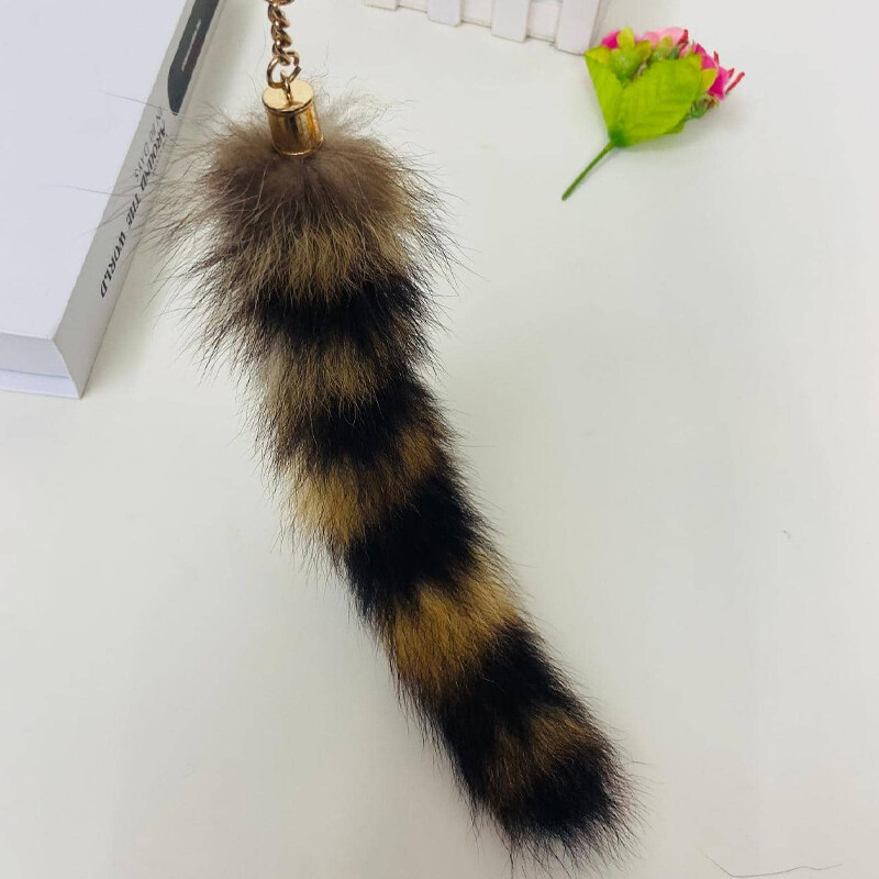 1pc Cute Raccoon Tail Keychain Made